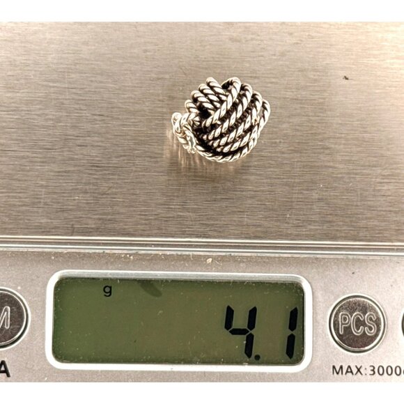 Vintage 925 Sterling Silver Rope Love Knot Pendant 12.3mm, 4.1g Estate Jewelry - Picture 5 of 5